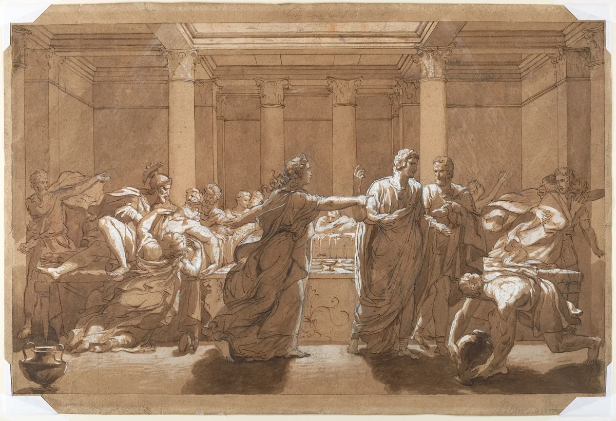 The Death of Britannicus by Alexandre Denis Abel de Pujol, drawing, 1809-1819