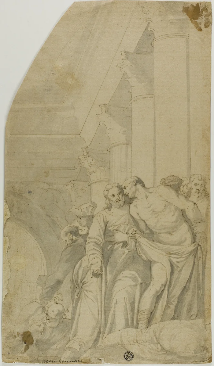 Christ Healing the Sick at the Pool of Bethesda by Paolo Caliari, drawing, 1600-1699