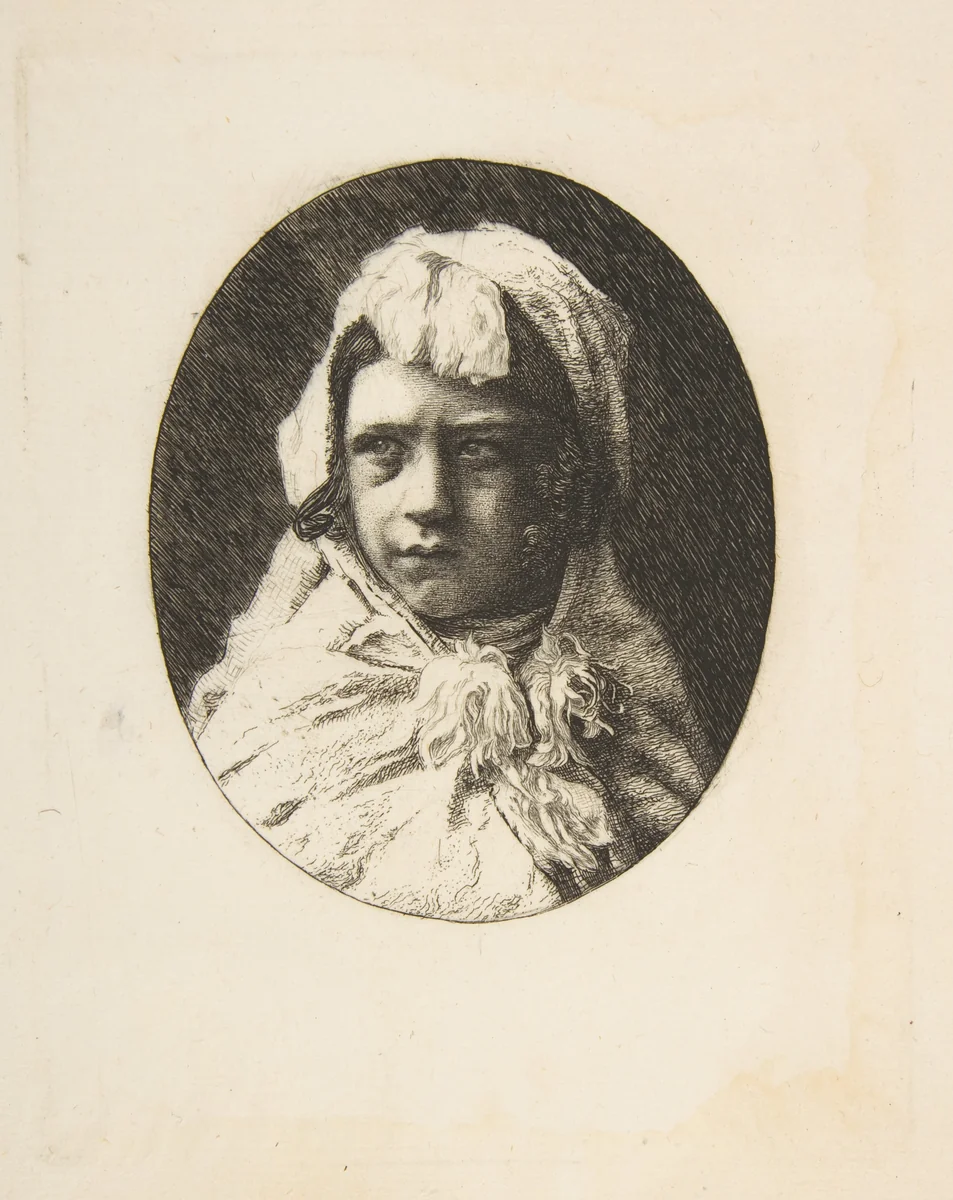 Portrait of Henri Houssaye, as a child by Félix Bracquemond, print, 1855-1860