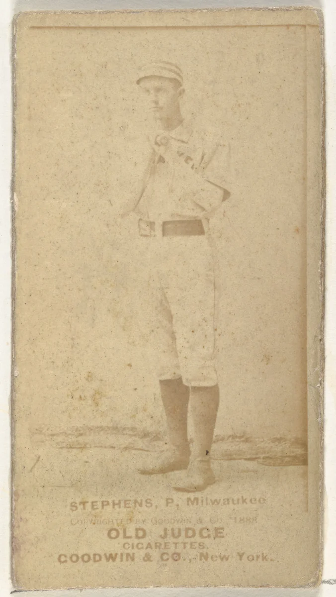 George Benjamin "Ben" Stephens, Pitcher, Milwaukee, from the Old Judge series (N172) for Old Judge Cigarettes by Goodwin & Company, photograph, 1888