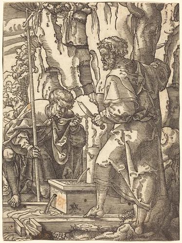Saints Philip and Bartholomew by a Spring by Anton Woensam, print, 1529