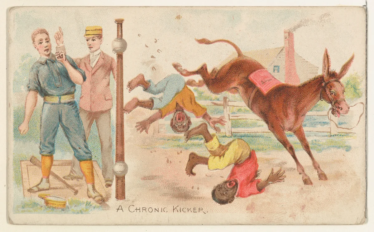 A Chronic Kicker, from the Talk of the Diamond set (N135) issued by Duke Sons & Co., a branch of the American Tobacco Company by W. Duke, Sons & Co., print, 1888