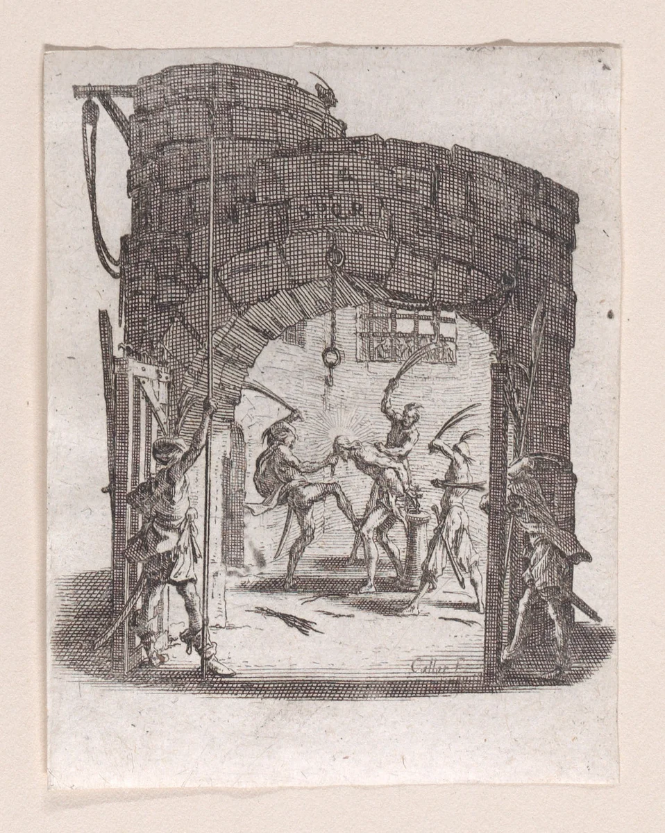 Jésus est Battu de Verges pièce appelée aussi La Flagellation (The Flagellation), from "La Petite Passion" (The Little Passion) by Jacques Callot, print, 1624-1625