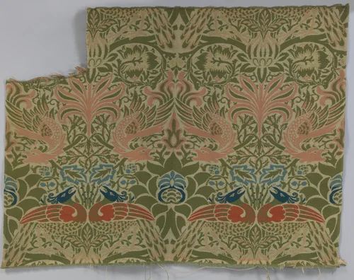 "Peacock and Dragon" by William Morris, textile, 1878