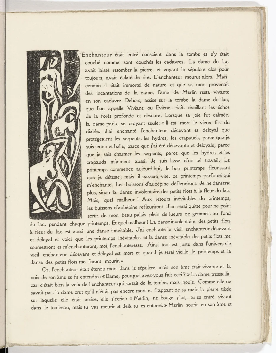Pictorial initial (folio 6) from L'Enchanteur pourrissant by André Derain, illustrated book, 1909