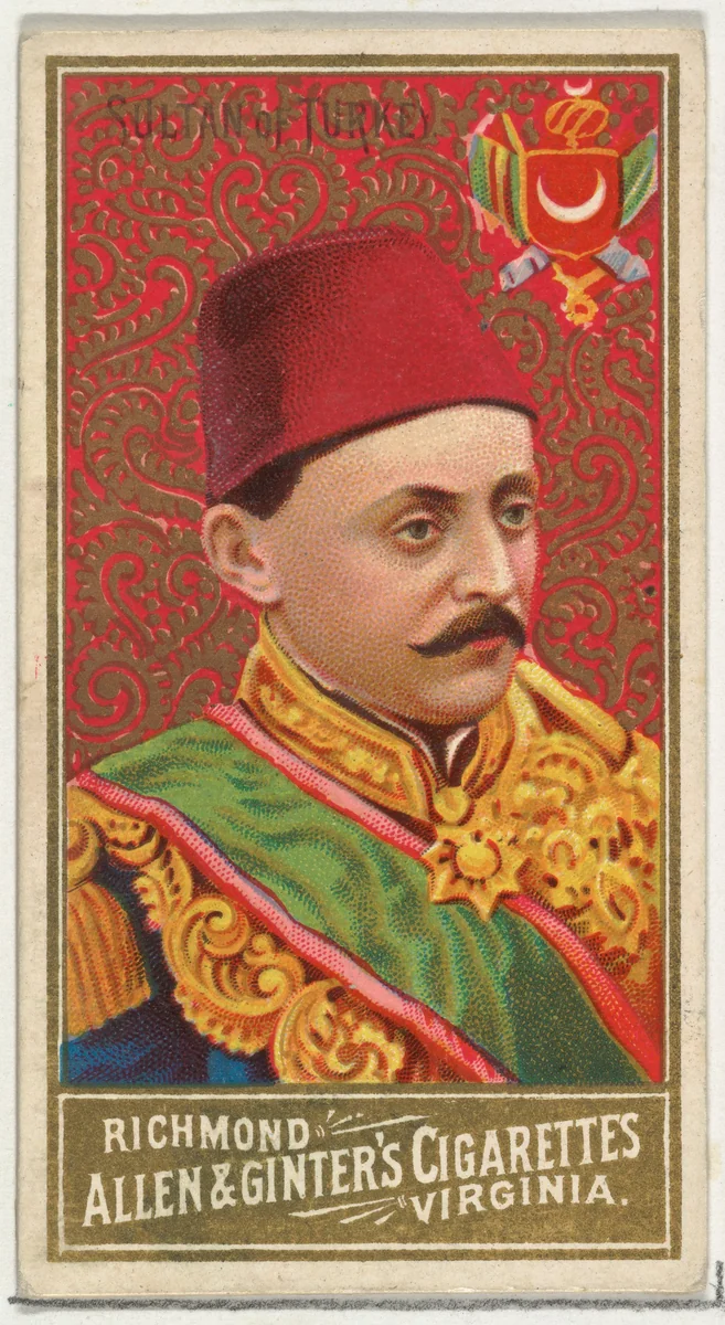 Sultan of Turkey, from World's Sovereigns series (N34) for Allen & Ginter Cigarettes by Allen & Ginter, print, 1889