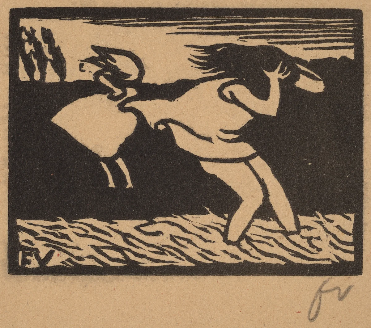 Bathers Caught in a Storm (Les baigneuses surprises par l'orage) by Félix Vallotton, print, 1893