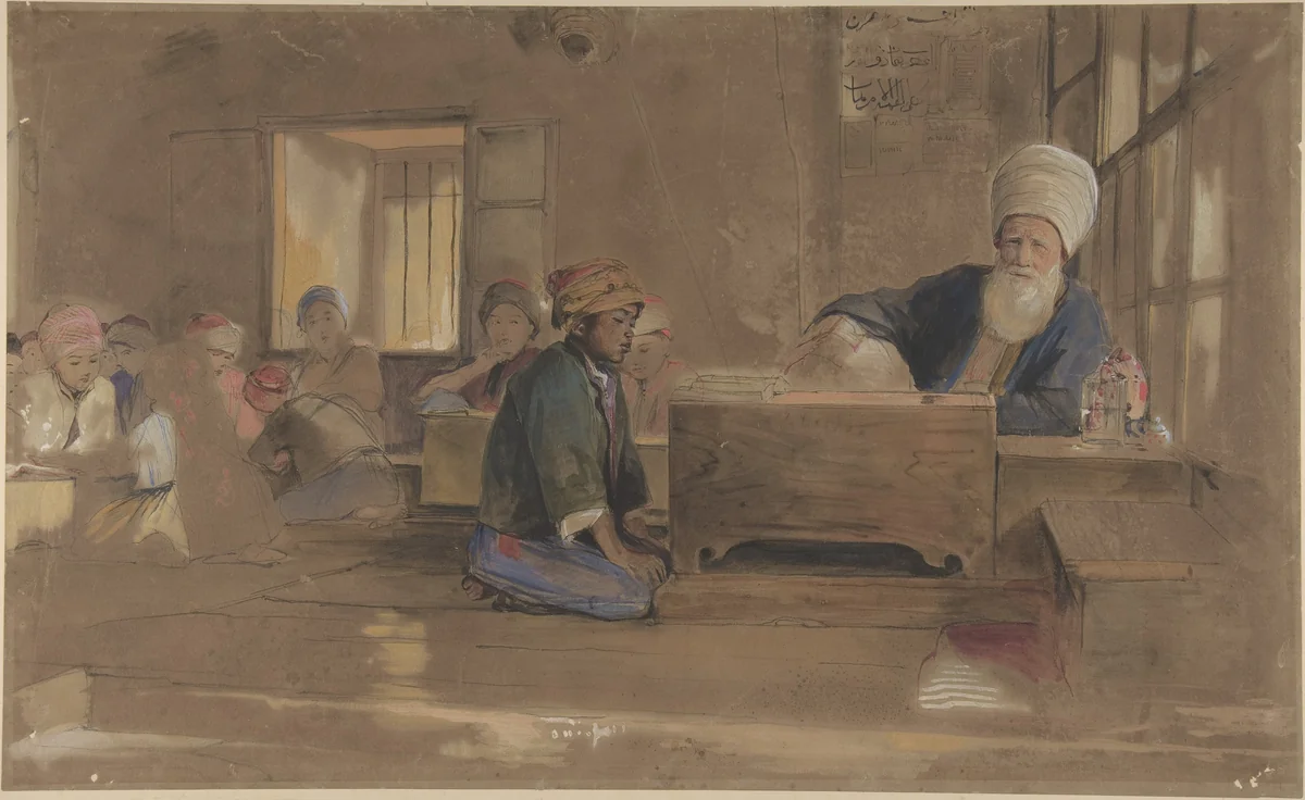 Arab School by John Frederick Lewis, drawing, 1841-1851