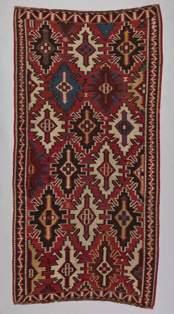Shirvan Kilim by Azerbaijan, Shirvan area, textile, 1875-1900