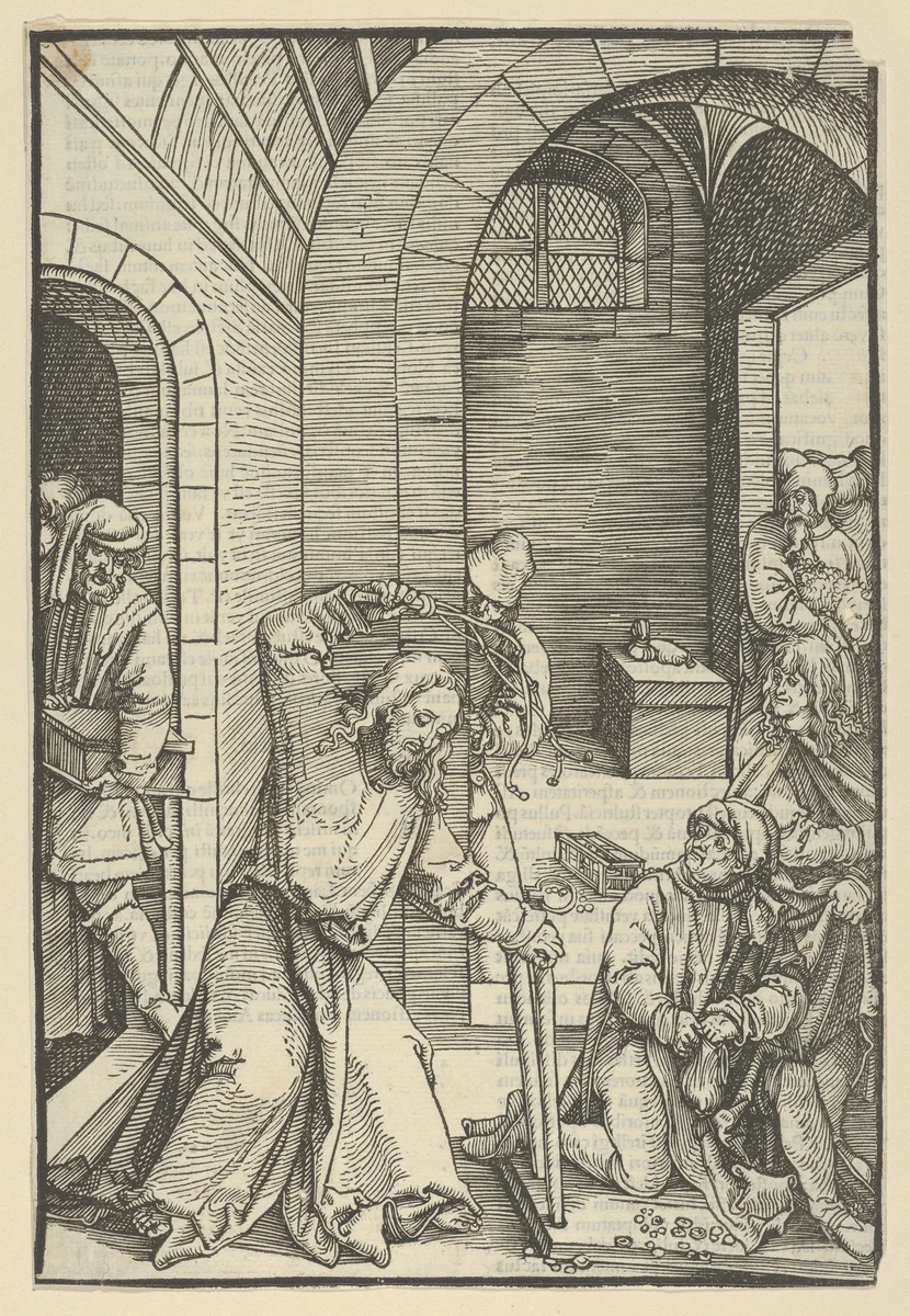 Christ Purifying the Temple, from Speculum passionis domini nostri Ihesu Christi by Hans Schäufelein, print, 1507