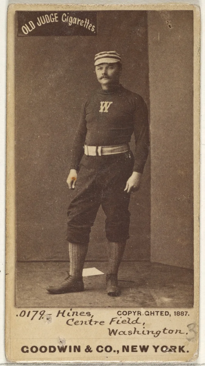Paul Aloysius Hines, Center Field, Washington Nationals, from the Old Judge series (N172) for Old Judge Cigarettes by Goodwin & Company, photograph, 1887