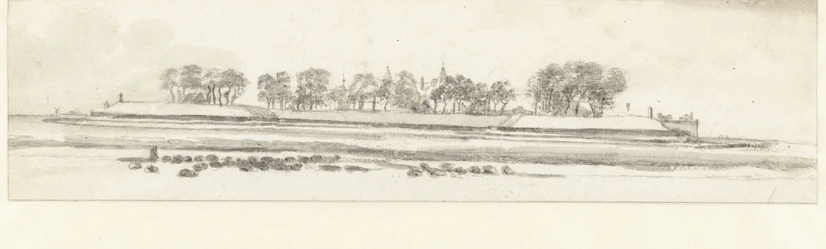 Twee gezichten op het kasteel Loevestein by Roelant Roghman, drawing, 1646-1647
