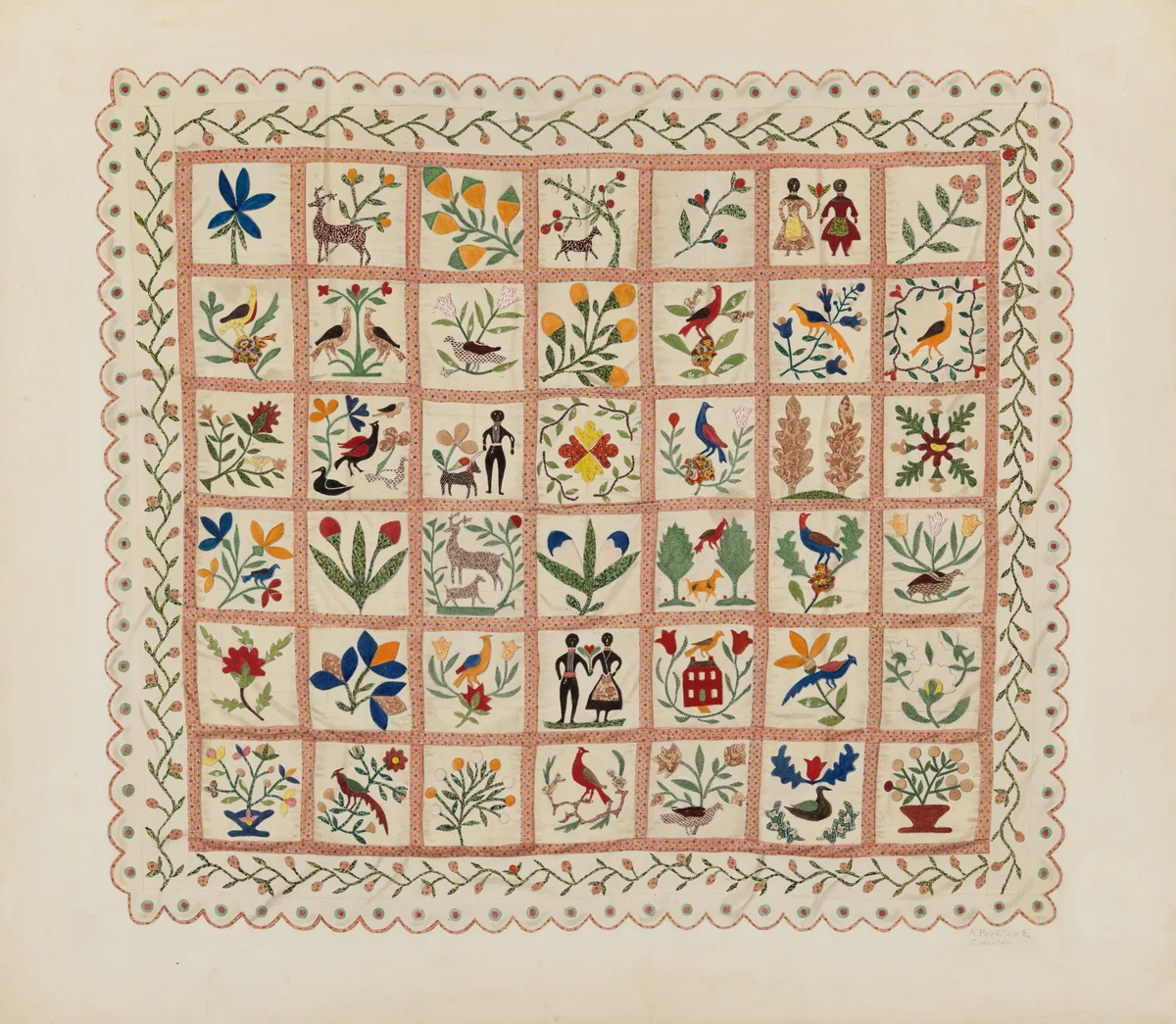 Applique Bedspread by Arlene Perkins
Charlotte Winter, index of american design, 1941