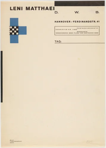 Leni Matthaei D.W.B by Friedrich Vordemberge-Gildewart, design, 1924