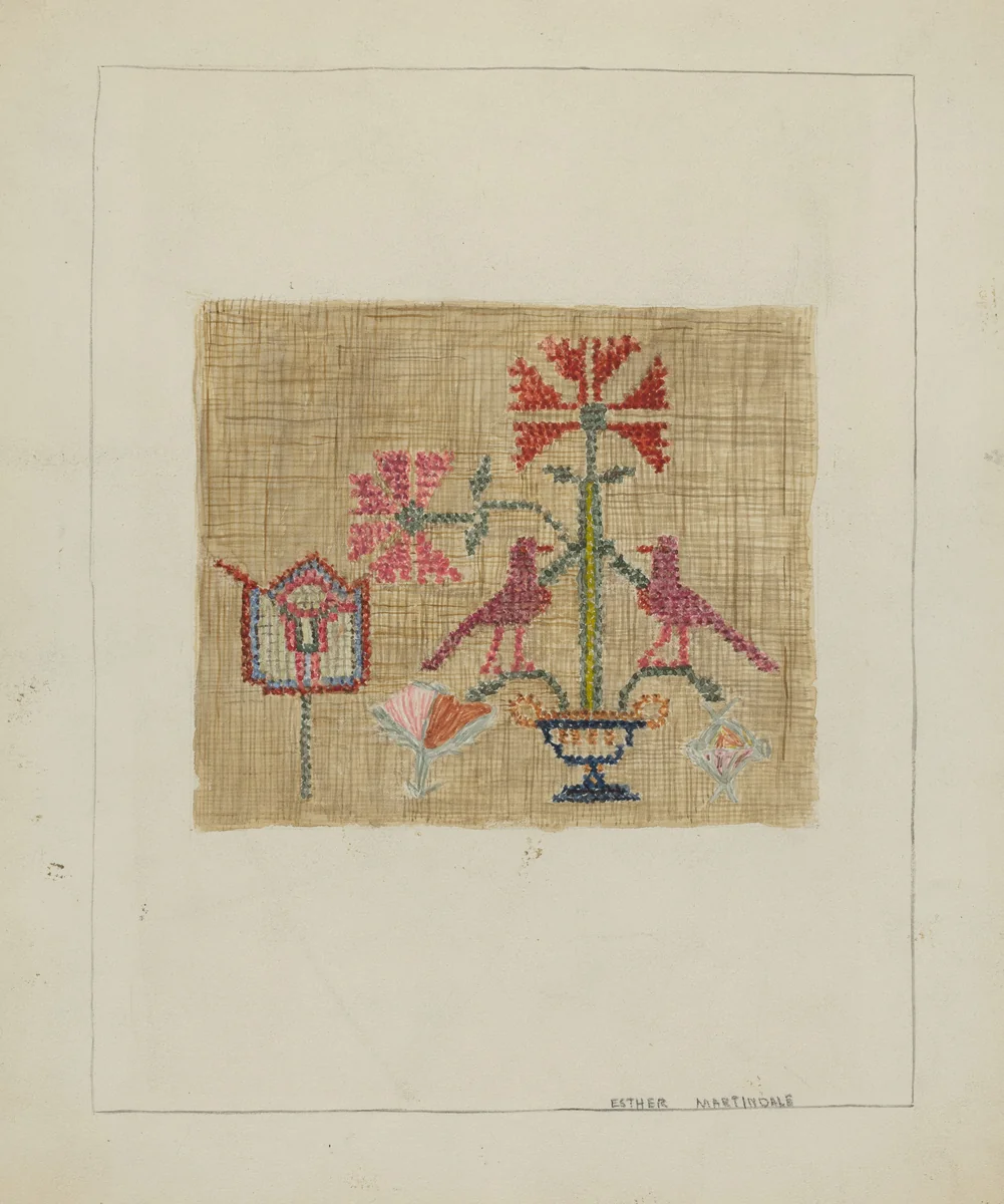Sampler by Esther Martindale, index of american design, 1935-1942
