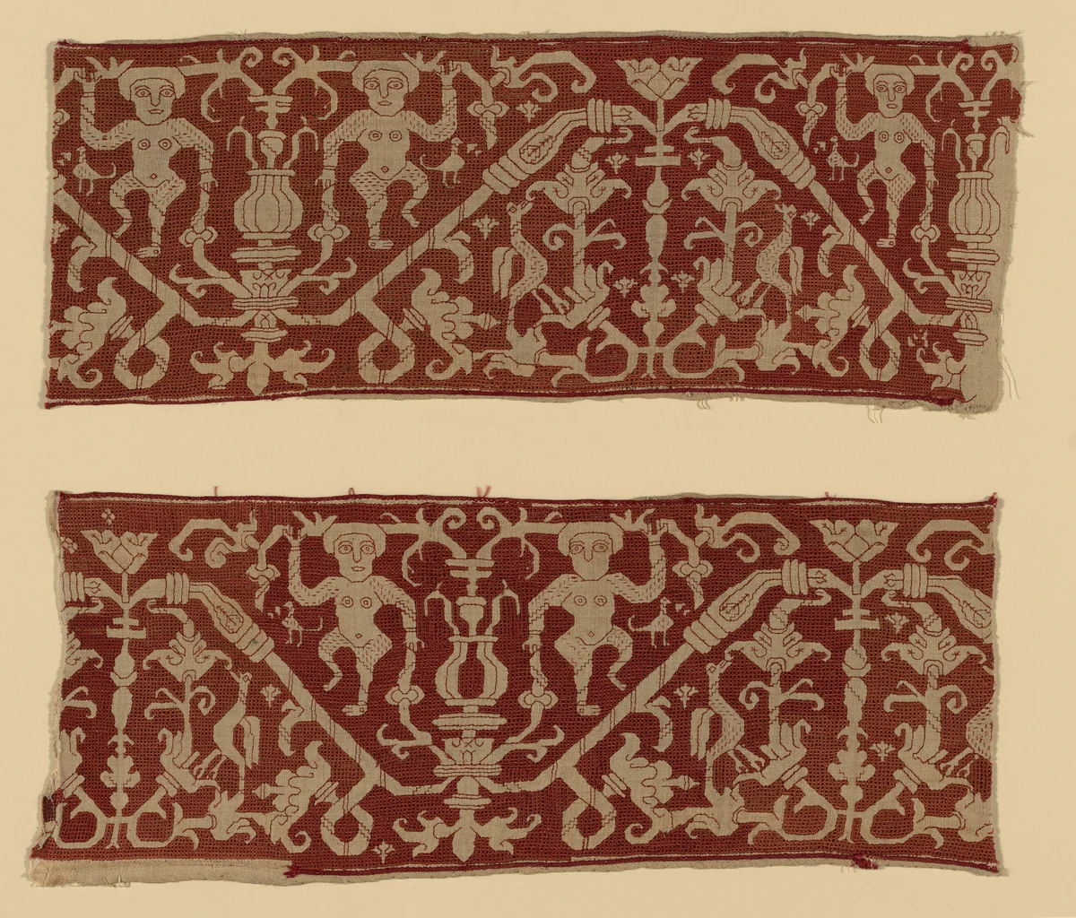 Two Border Fragments by Spain, textile, 1575-1625