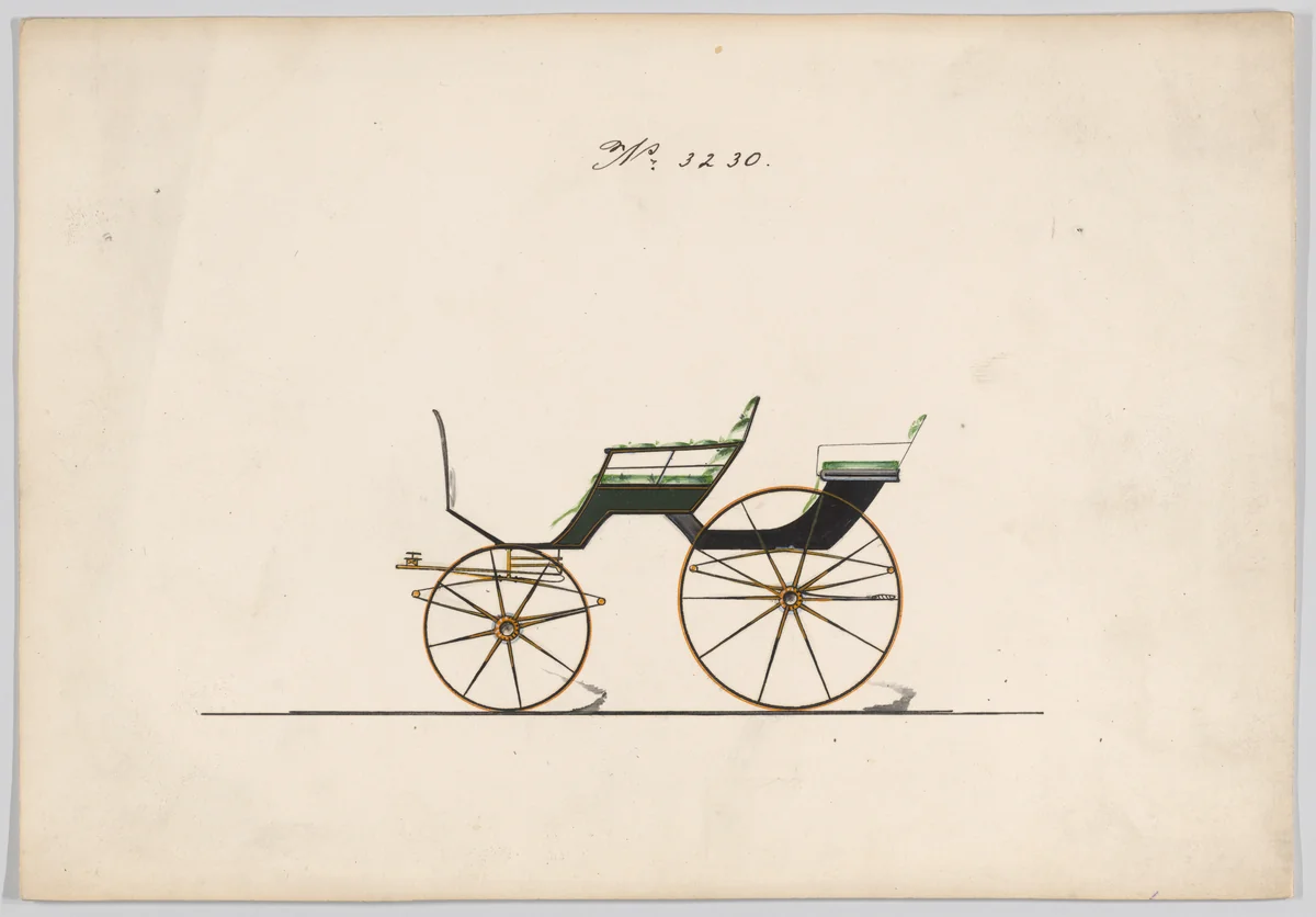 Design for Pony Phaeton, no. 3230 by Brewster & Co., drawing, 1876