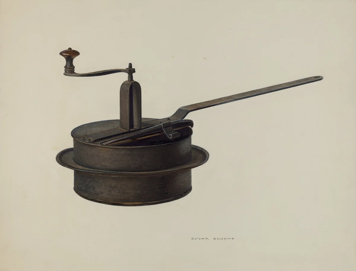 Popcorn Popper by Oscar Bluhme, index of american design, 1940