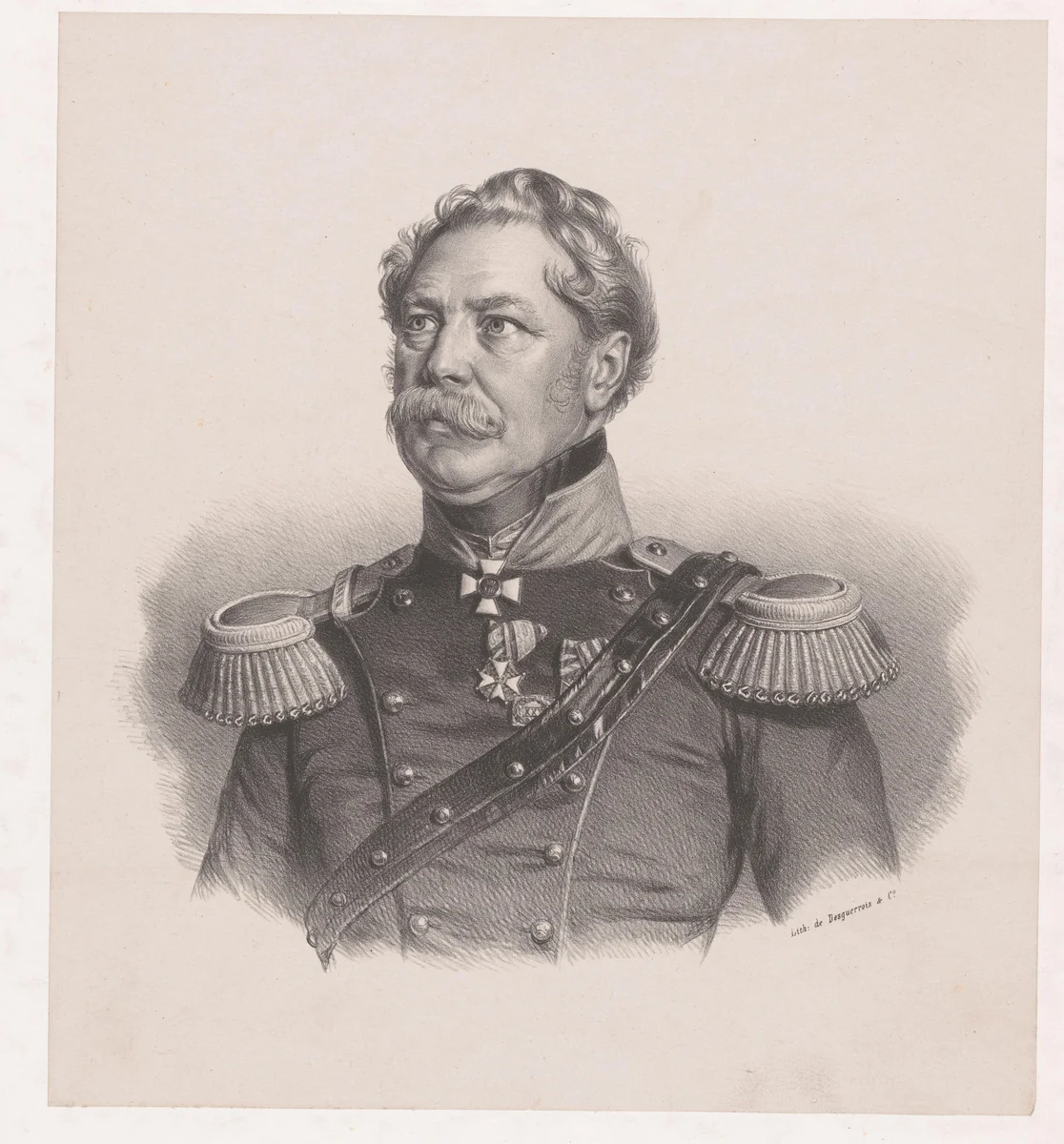 Portret van een onbekende militair by anonymous, print, 1827-1903