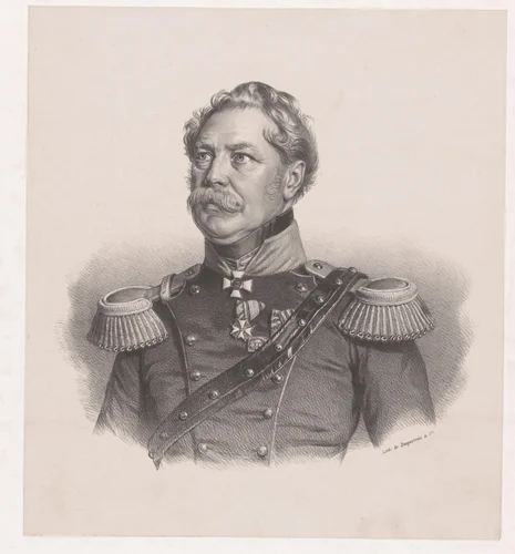 Portret van een onbekende militair by anonymous, print, 1827-1903