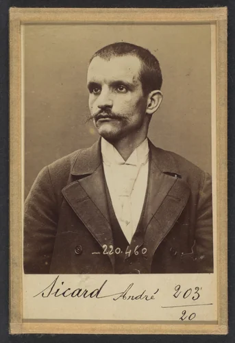 Sicard. André. 32 ans, né à Nîmes le 25/10/62. Bijoutier. Anarchiste. 2/7/94. by Alphonse Bertillon, photograph, 1894