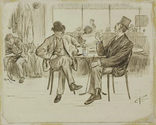 Café Scene by Charles Samuel Keene, drawing, 1870-1891