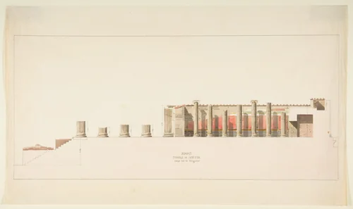 Cross-Section of the Temple of Jupiter, Pompeii by anonymous, drawing, 1825-1840