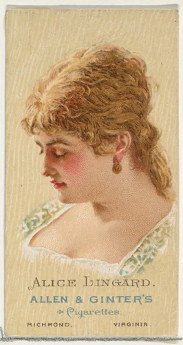 Alice Lingard, from World's Beauties, Series 2 (N27) for Allen & Ginter Cigarettes by Allen & Ginter, print, 1888