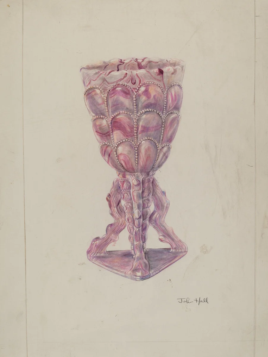 Marbleized Vase by John Hall, index of american design, 1935-1942