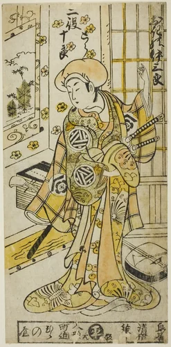 The Actor Ogino Isaburo I in two roles, Tora and Soga no Juro, in the play "Juhakko Imayo Soga," performed at the Nakamura Theater in the first month, 1734 by Torii Kiyomasu II (鳥居 清倍), print, 1734