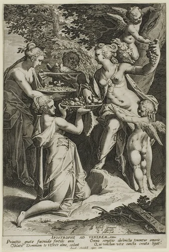 Venus Receiving Gifts by Aegidius Sadeler, print, 1583-1593