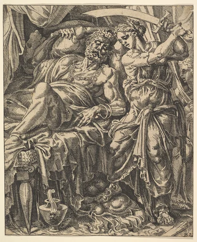 Judith Slaying Holofernes, from "The Story of Judith and Holofernes" by Maarten van Heemskerck, print, 1530-1580