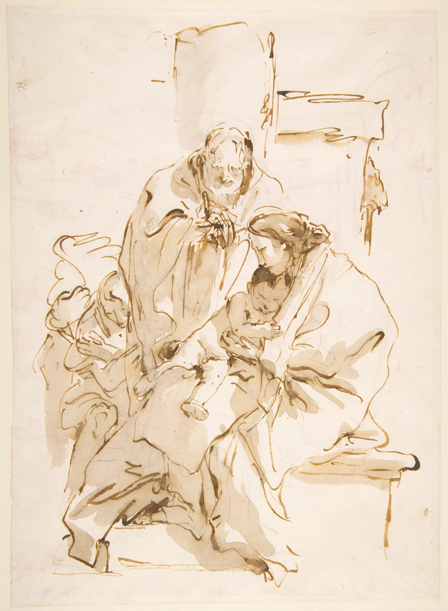 The Holy Family by Giovanni Battista Tiepolo, drawing, 1750-1757