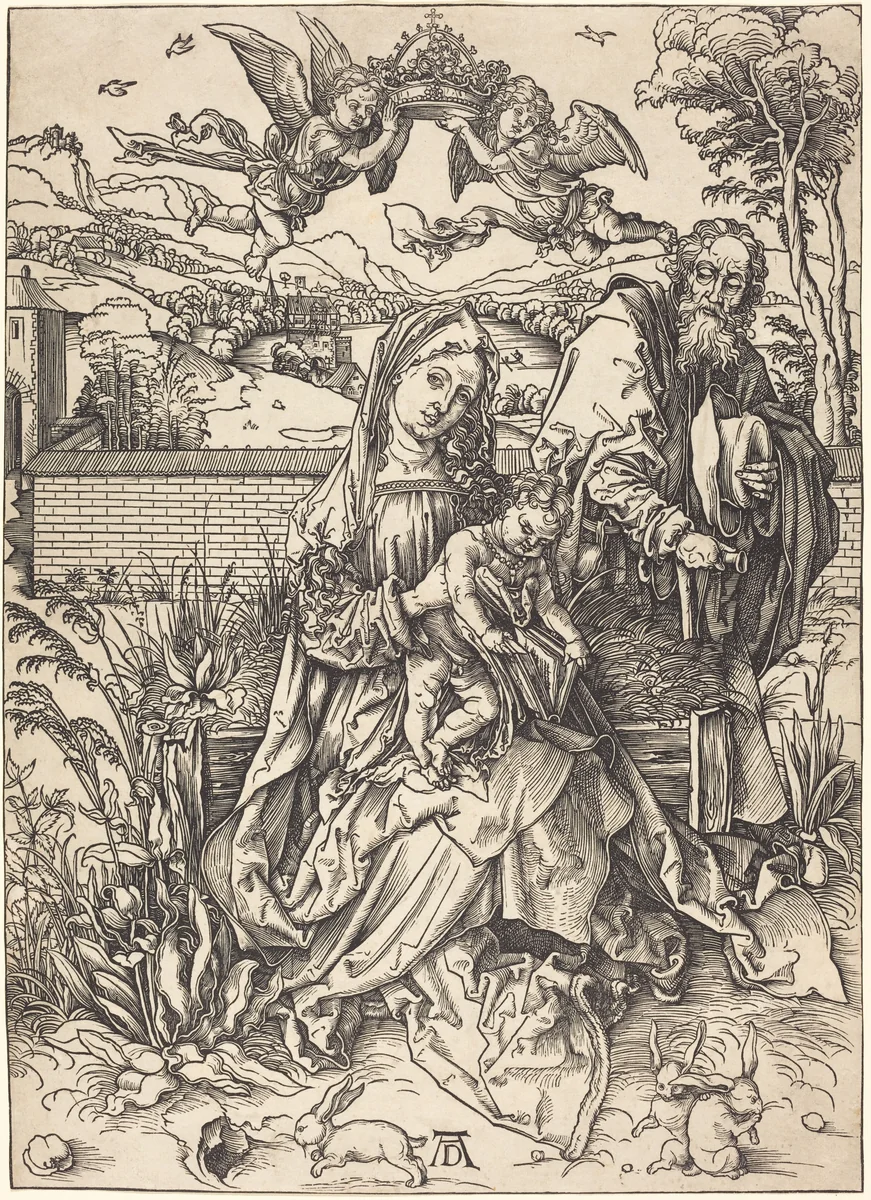 The Holy Family with the Three Hares by Albrecht Dürer, print, 1497-1498