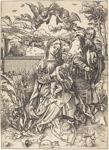 The Holy Family with the Three Hares by Albrecht Dürer, print, 1497-1498