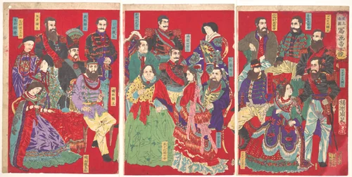 Mirror of Portraits of All Sovereigns in the World (Sejō kakkoku shaga teiō kagami) by Yōshū Chikanobu (楊洲周延), print, 1879