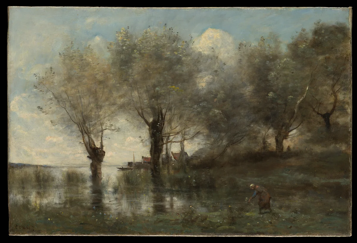 A Pond in Picardy by Camille Corot, painting, 1862-1872