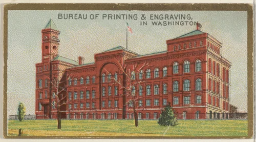 Bureau of Printing & Engraving in Washington, from the General Government and State Capitol Buildings series (N14) for Allen & Ginter Cigarettes Brands by Allen & Ginter, print, 1889