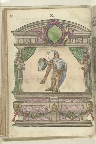 Toneel met personificatie van het Geloof (Fides), 1578 by Antoni van Leest, print, 1578-1579