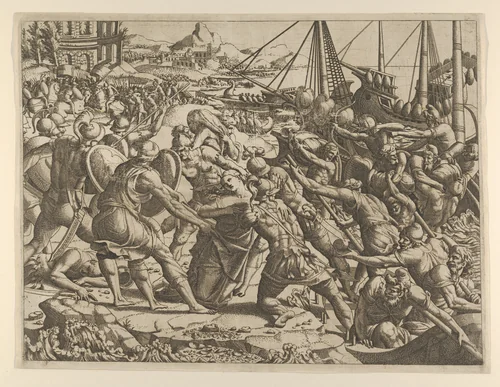 The Abduction of Helen by Jean Mignon, print, 1535-1555