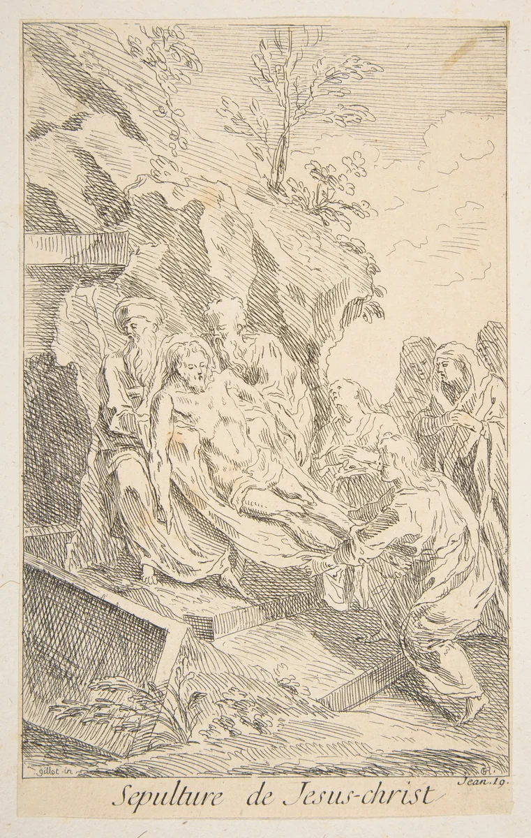 Entombment of Christ by Claude Gillot, print, 1685-1722