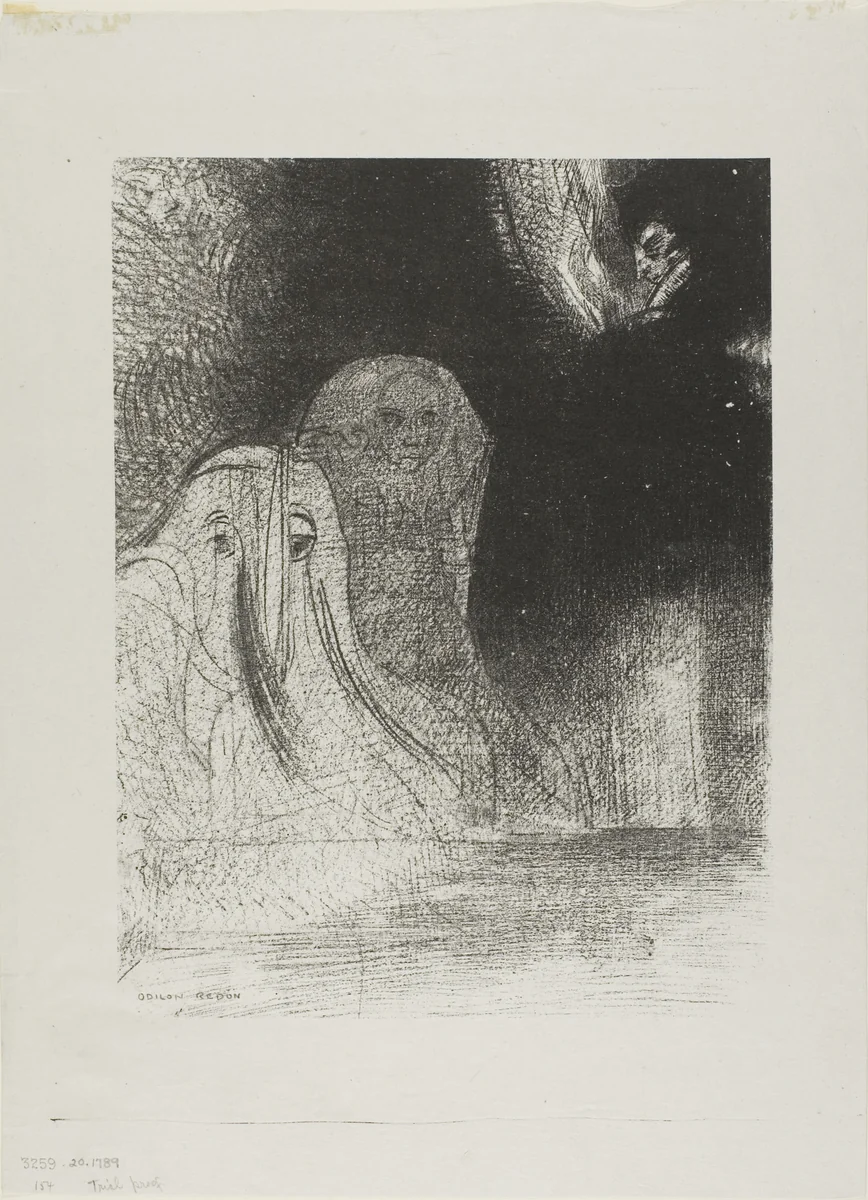 I Have Sometimes Seen in the Sky What Seemed Like Forms of Spirits, plate 21 of 24 by Odilon Redon, print, 1896