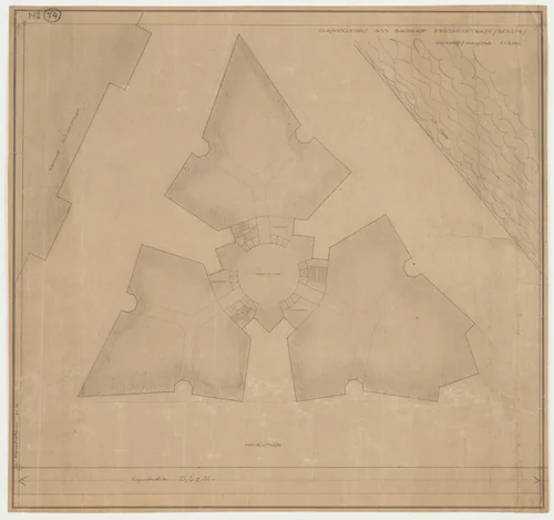 Friedrichstrasse Skyscraper Project, Berlin-Mitte, Germany (Typical floor plan) by Ludwig Mies van der Rohe, mies van der rohe archive, 1921
