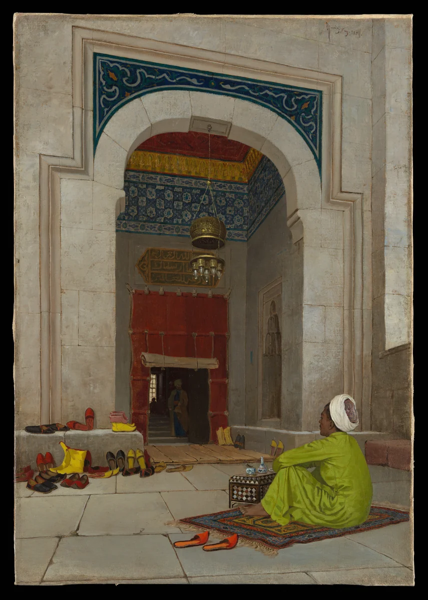 At the Mosque Door by Osman Hamdi Bey, painting, 1854-1904