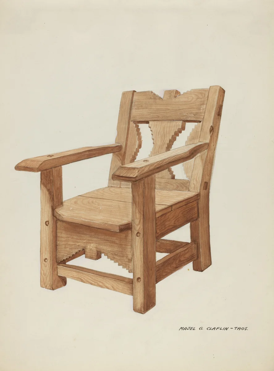 Chair by Majel G. Claflin, index of american design, 1937