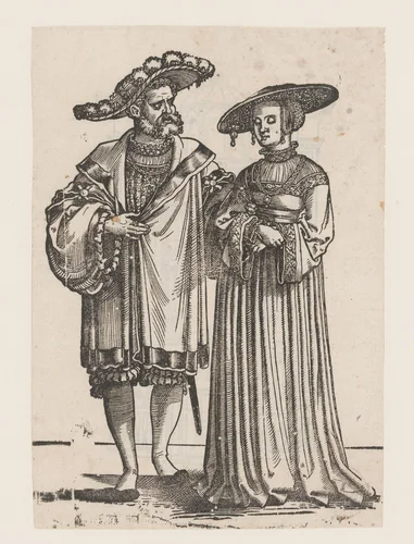 Voorname heer en dame by anonymous, print, 1510-1550