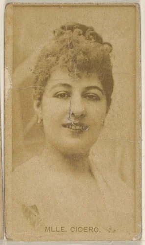 Mlle. Cicero, from the Actors and Actresses series (N45, Type 8) for Virginia Brights Cigarettes by Allen & Ginter, photograph, 1885-1891