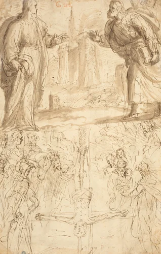 Crucifixion of Saint Peter by Giulio Cesare Procaccini, drawing, 1600-1625