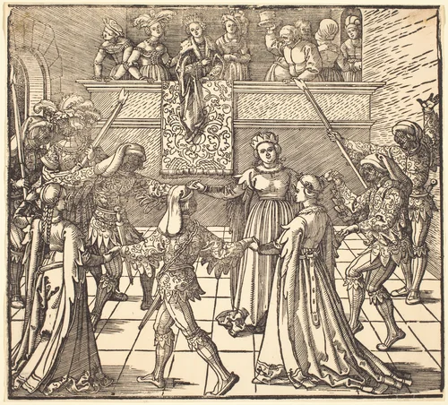 Masquerade Dance with Torches by Albrecht Dürer, print, 1511-1521