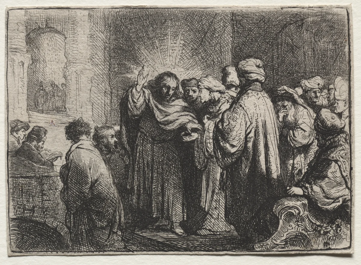The Tribute Money by Rembrandt van Rijn, print, 1630-1640